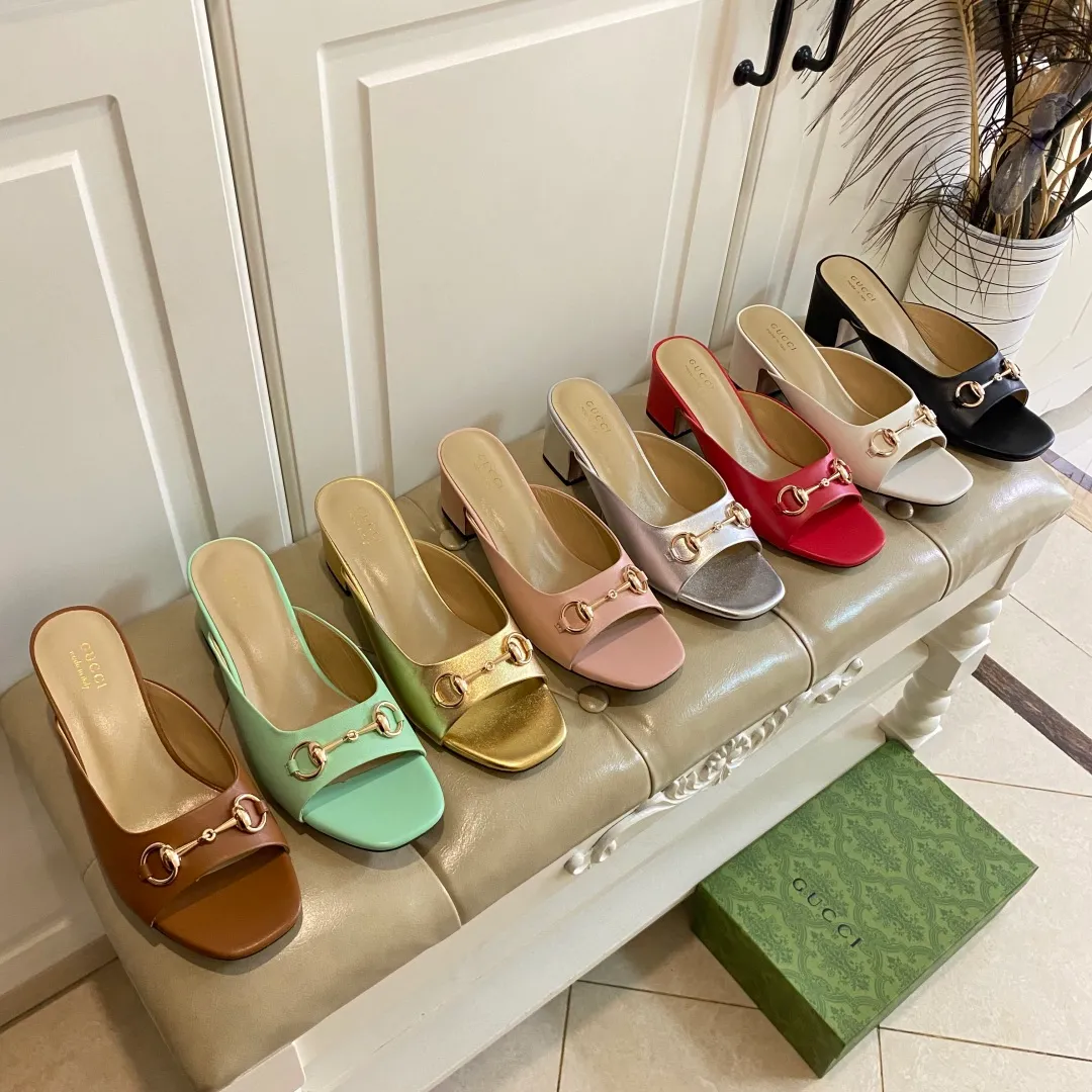 👟👟Ex-factory price 440👟👟, Gucci classic slippers, cowhide surface, sheepskin lining, 5cm heel, size 35-42 (custom-made sizes 43 and 44 are non-refundable)